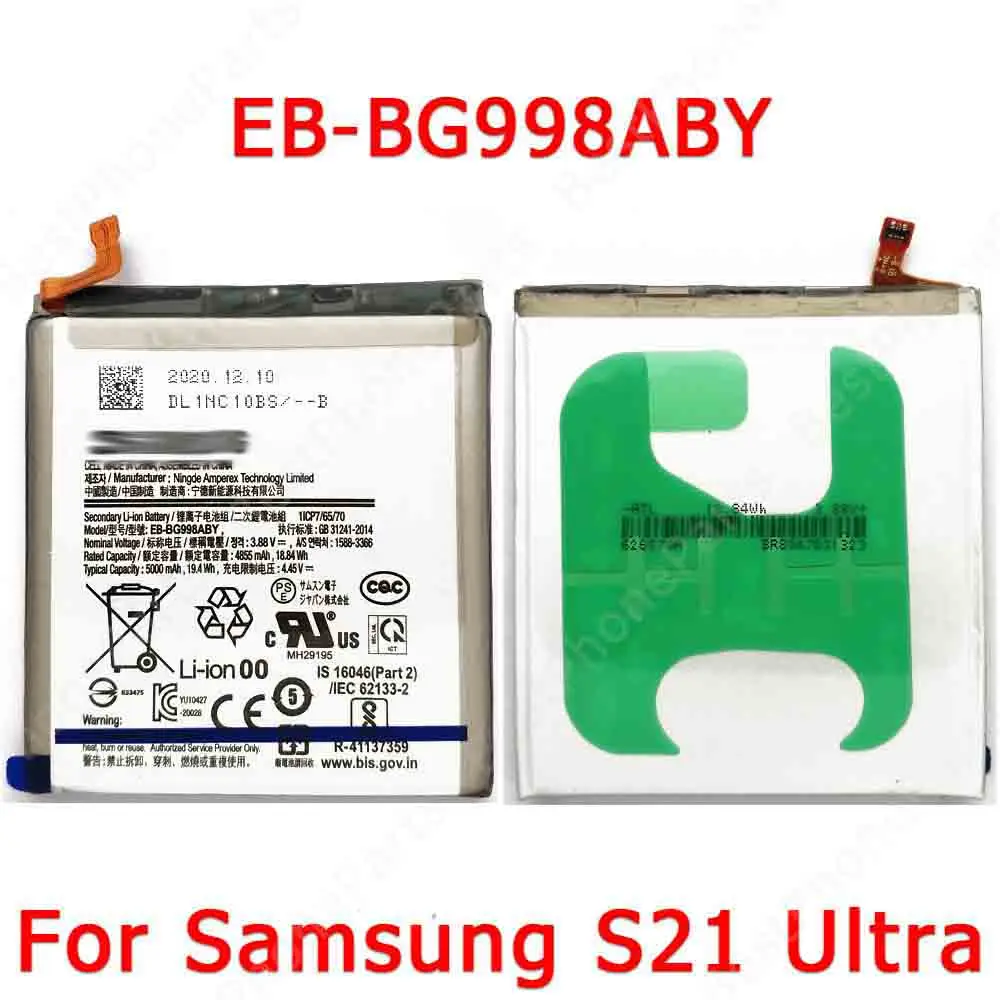 

Аккумулятор для Samsung Galaxy S21 Ultra G998, 4G, стандартная батарея 5000 мАч, Оригинальные запасные части, стандартная литий-ионная батарея
