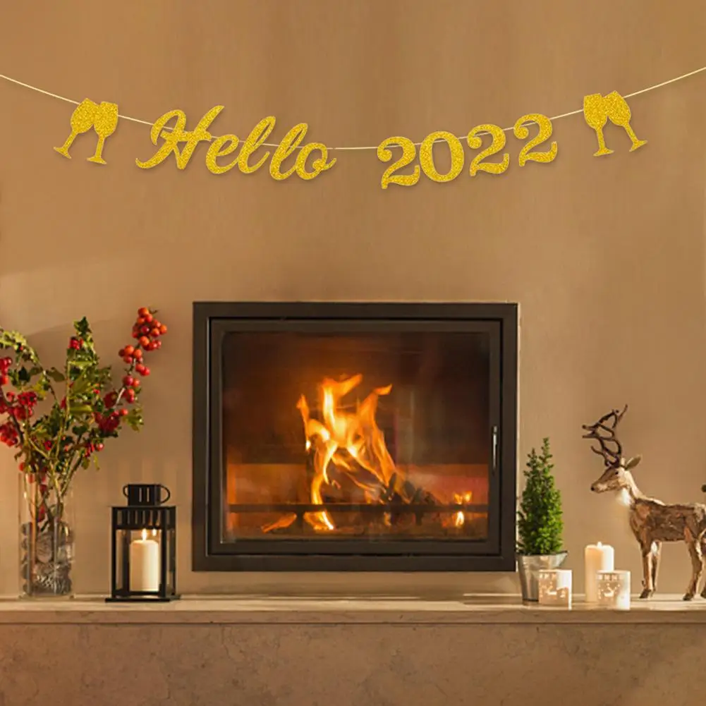 

New Year 2022 Glitter Banner Christmas Decoration Bunting For Party Banner Decor Christmas Pulling Flag Garland Home Decoration