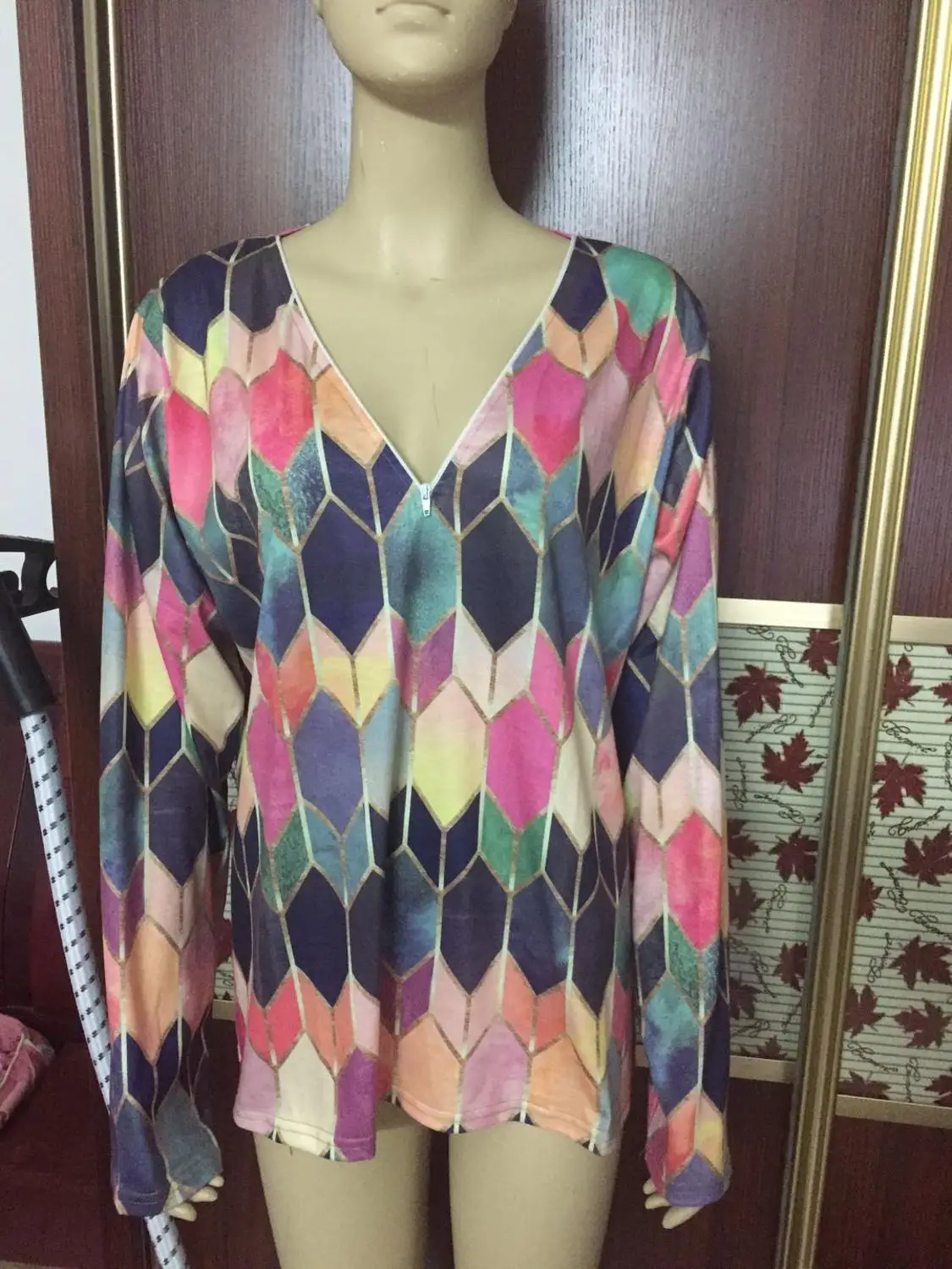 

2021 Winter Cotton Spring Autumn Women Plus Sizes Large Big Loose Zipper Sexy Printed Vintage T Shirts Tops Full Long Sleeve