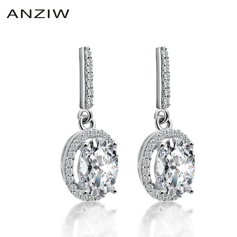 Роскошные серьги гвоздики с овальной огранкой карат С нимбом для влюбленных 4