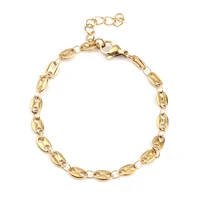 1 piece coffee bean stainless steel bracelets gold color silver color trendy cuban chain men women bracelet party jewelry 18 5cm