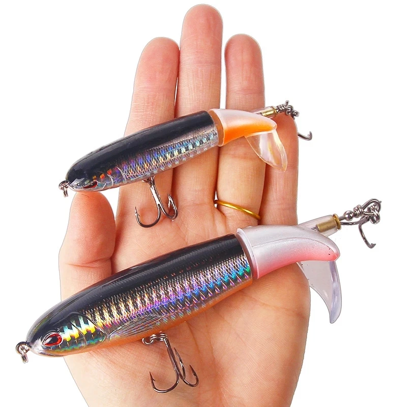 

GOBYGO 1PCS Whopper Popper 10cm/14cm Fishing Lure Artificial Bait Hard Soft Rotating Tail Fishing Tackle Geer Pesca