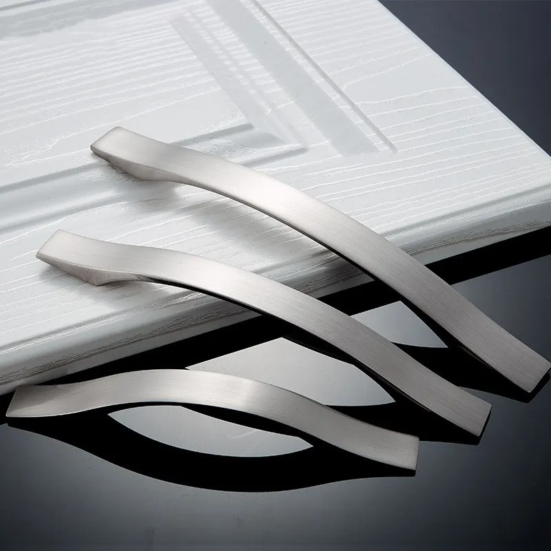 1 шт. современные дверные ручки для шкафа цинковый сплав матовое серебро ящика