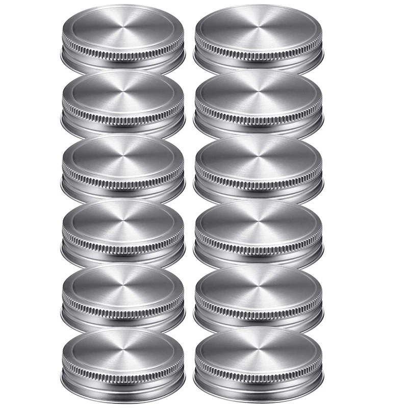 

12 Pieces Wide and Regular Stainless Steel Mason Canning Jar Lids Colored Flat Screw-Top Lids Leak Proof Canning Jar