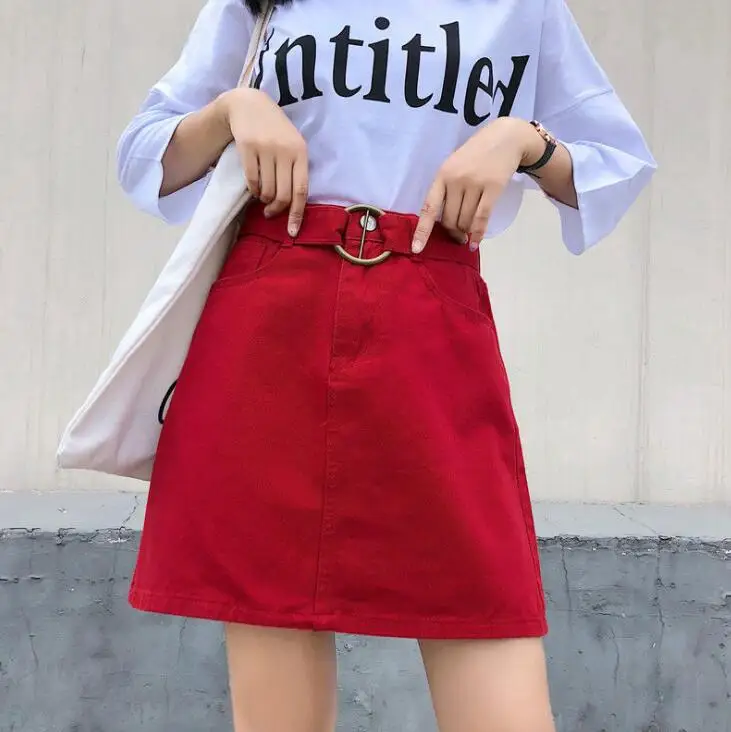 Женская модная джинсовая юбка с завышенной талией корейские туфли-лодочки цвета: