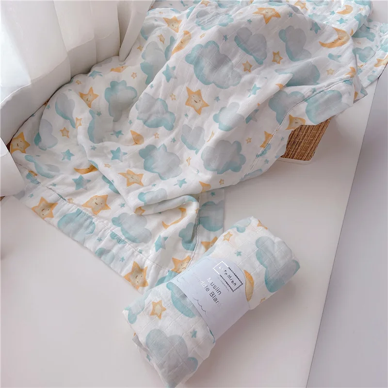 

Baby Blanket Bamboo Cotton Muslin Swaddling Blankets Star Newborn Baby Swaddle Wrap Soft Infant Stroller Bedding Cover
