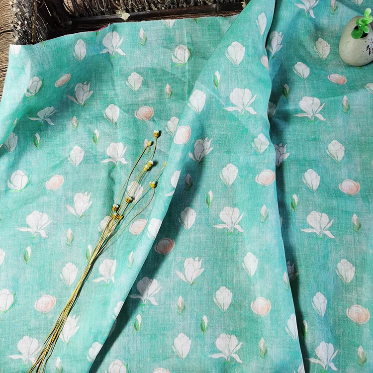 

Высококачественный материал рами, цветок магнолии, пэчворк, высококачественный халат, платье, ткань чонсам