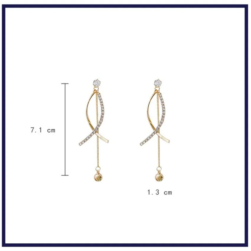 Серебряные серьги-подвески с блестящими бриллиантами модные длинные серьги