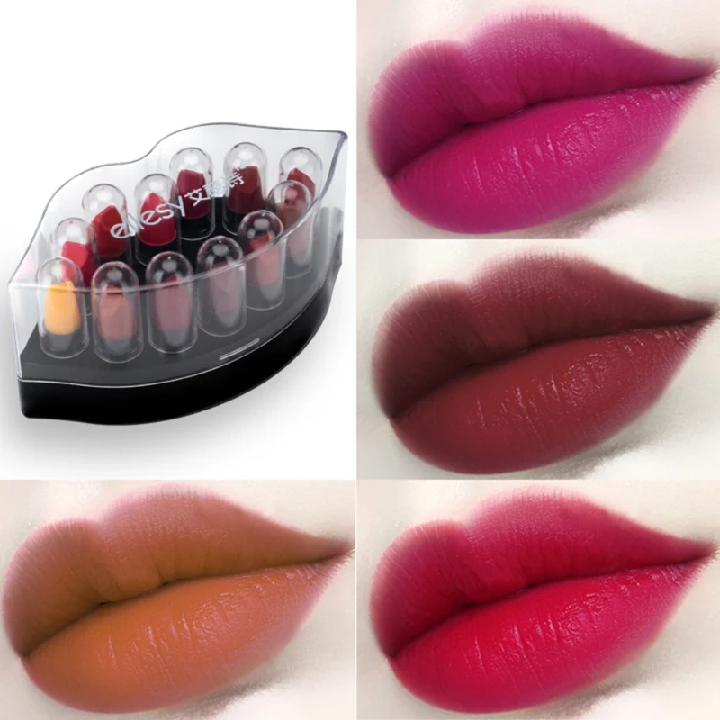 12 цветов Мини Набор из помад водонепроницаемый антипригарный стаканчик простой