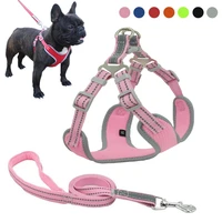 reflective dog harness vest nylon padded harness and leash set adjustable no pulling pet harnesses for samll large dogs