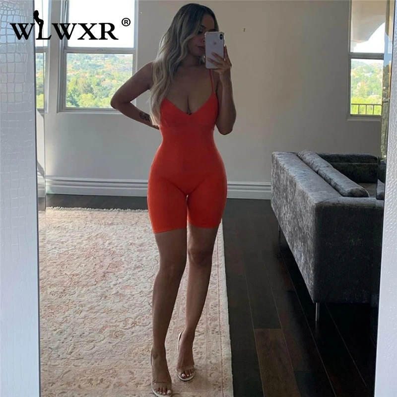 Женский Облегающий комбинезон WLWXR короткий без рукавов с открытой спиной на лето