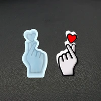 finger heart silicone mold korean hand heart cabochon making heart hand sign mold for uv resin art epoxy resin molds jewelry