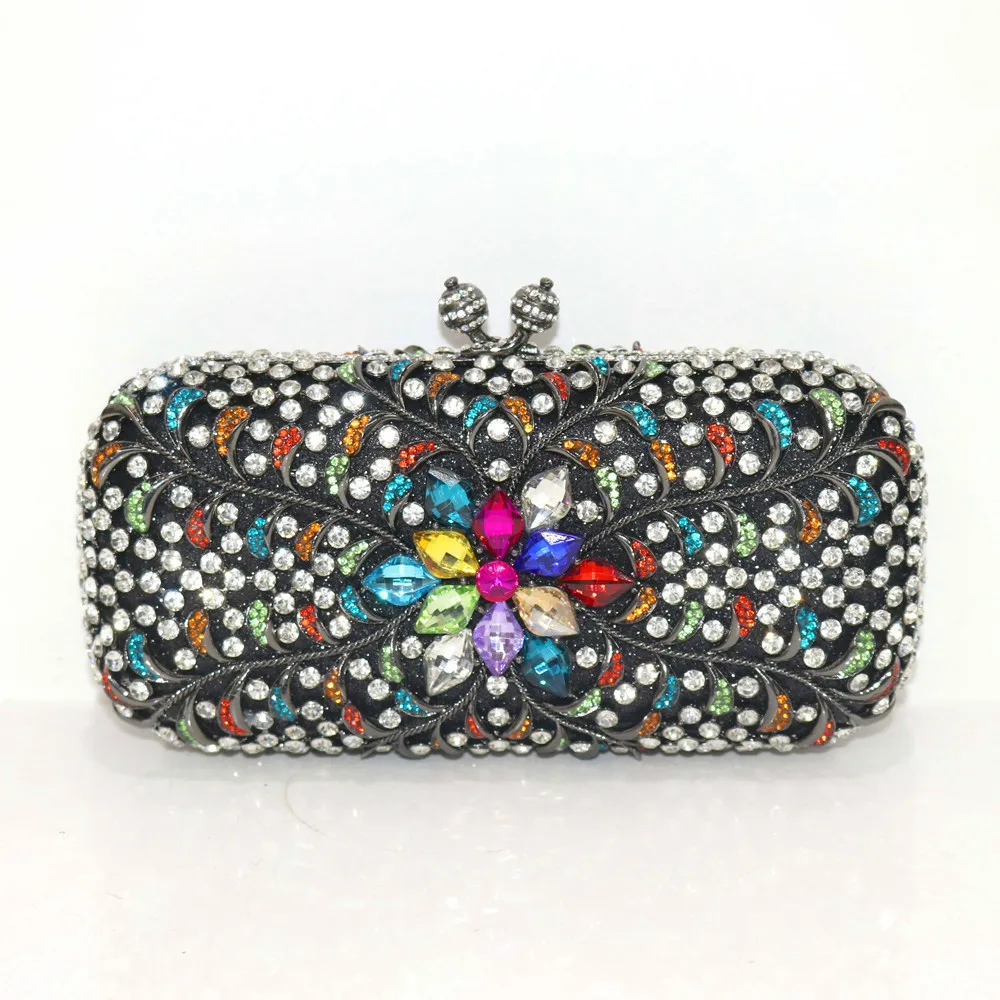 Latest Design Hollow Out Style Women Evening Bags Sequined Wedding Party Clutches Wild Small Crossbody Chain Shoulder Bag