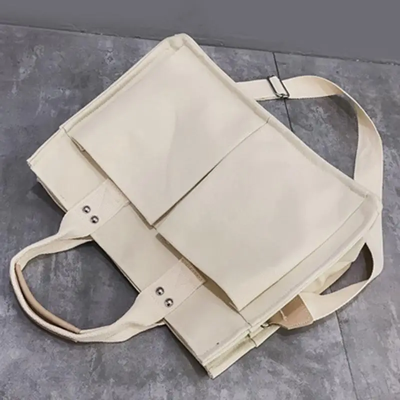 

Canvas Bag Female Korean Ins Simple All-match Multi-Pockets Handbag Messenger Large Capacity Shoulder Bag Female Big Bag