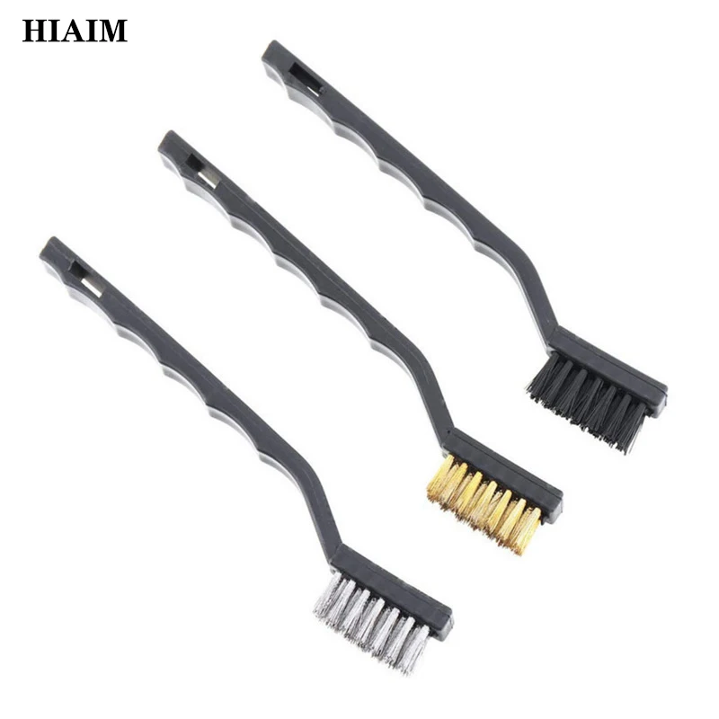 

HIAIM 3pcs Mini Rust Removal Industrial Brushes Metal Wire Scratch Brush Cleaning Scrubbing Tool Set