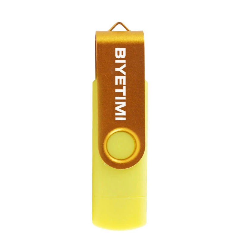 Usb флеш-накопитель BIYETIMI, 16 ГБ, 32 ГБ, 64 ГБ, для OTG, Andriod, реальная емкость, Внешняя память, Usb флешка для ПК, на заказ - Цвет: Цвет: желтый