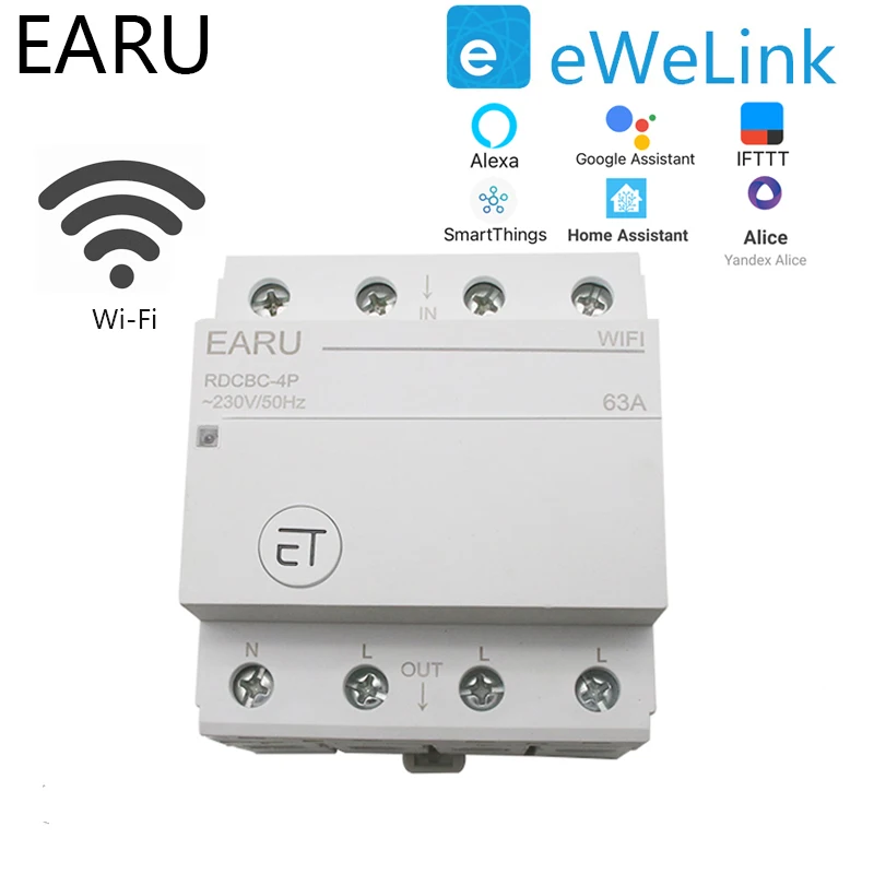 4P din рейка WIFI автоматический выключатель Умный таймер реле дистанционное