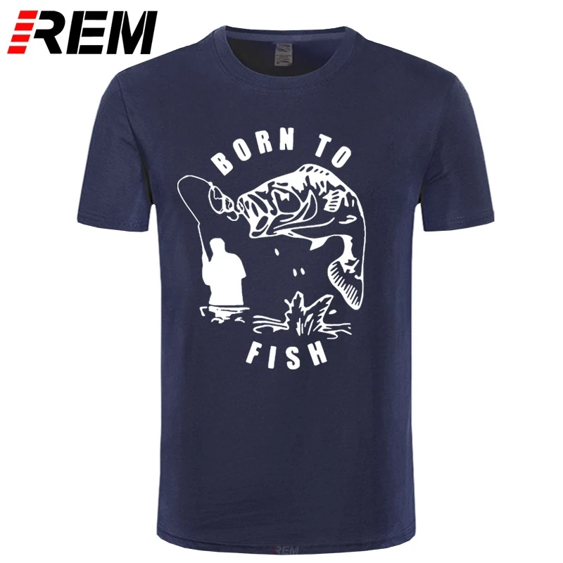 Мужская футболка с принтом REM Born To Fish из чистого хлопка высокого качества рыбаков