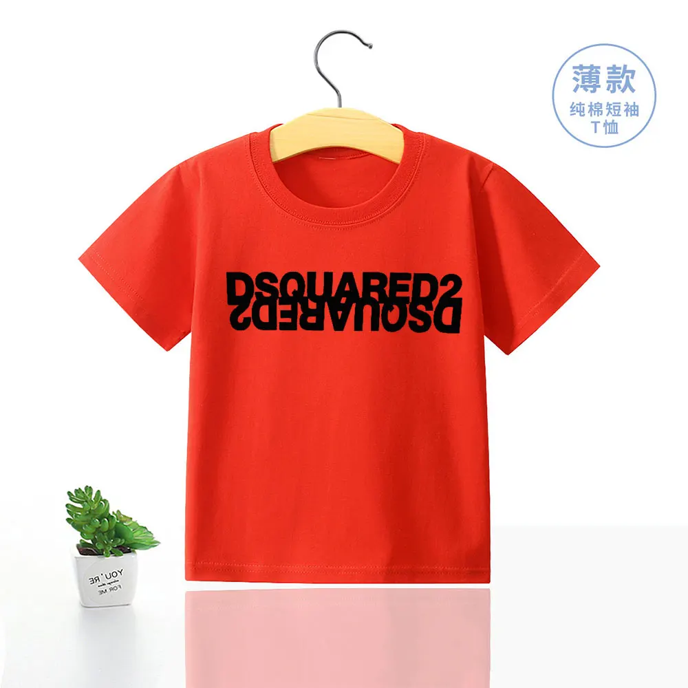 Детская Хлопковая футболка dsquared2 с коротким рукавом для мальчиков и девочек