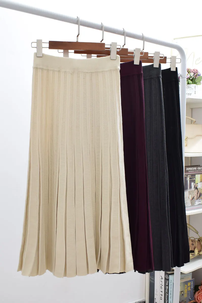 2019 новые модные женские темпераментные вязанные юбки с высокой талией большого