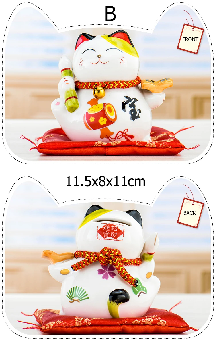 4 дюймов керамическая статуэтка Maneki Neko Lucky Cat Копилка Фортуна украшения "кошки" копилка фэн-шуй бизнес подарок
