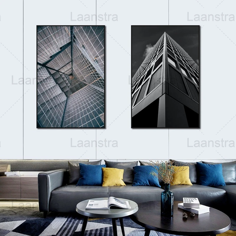 Черно белый постер с высокой талией HD печать винтовая лестница холст живопись