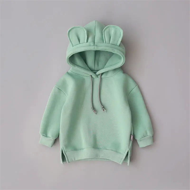 Зимняя Детская толстовка с капюшоном для маленьких мальчиков и девочек 3D ушками