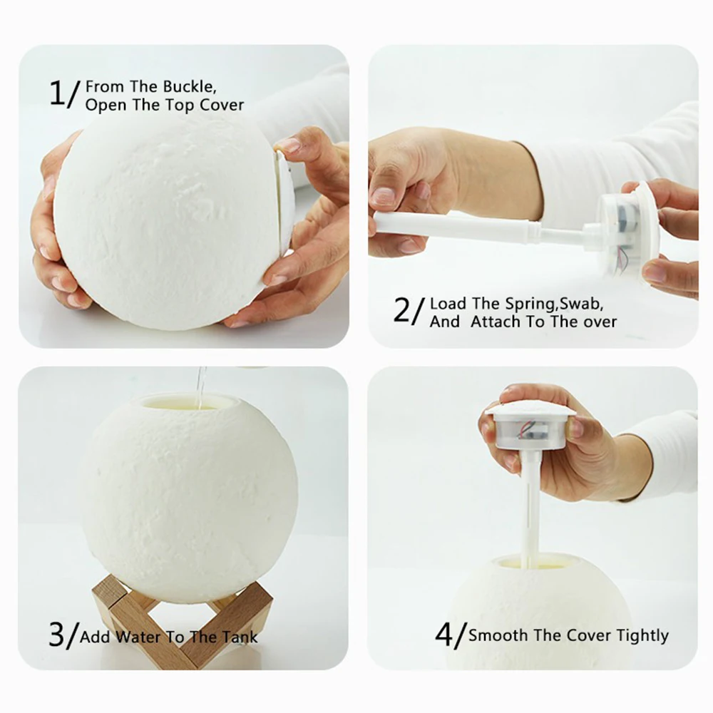 

880ML 3D Moonlight Mini Aroma Diffuser USB Night Light Air Humidifier Purifier Household Aromatherapy Machine Air Freshener