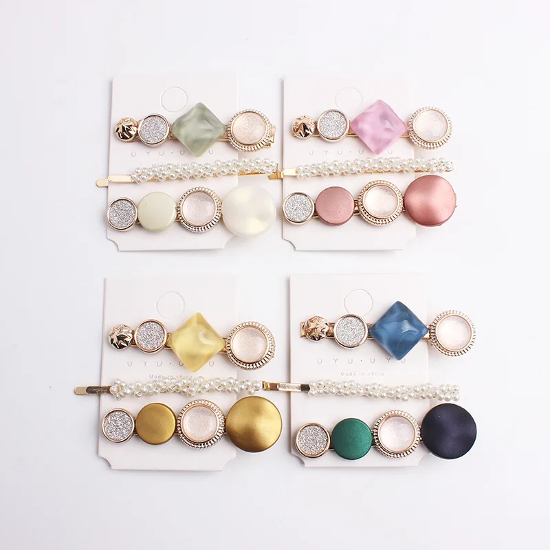 Женские Геометрические заколки для волос корейская мода акриловые квадратные с