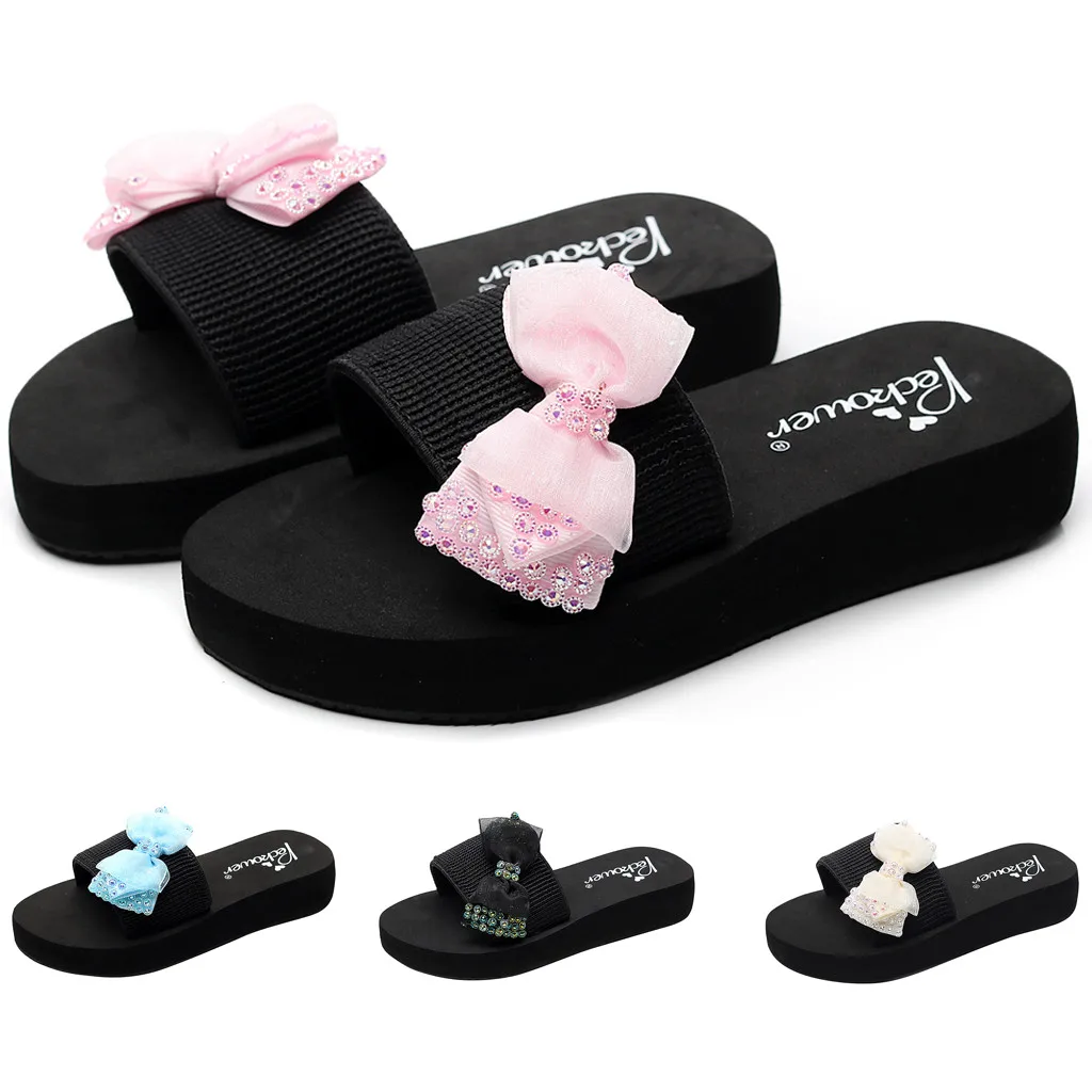 Детские шлепанцы богемный стиль Цветочная бабочка сандалии с кристаллами