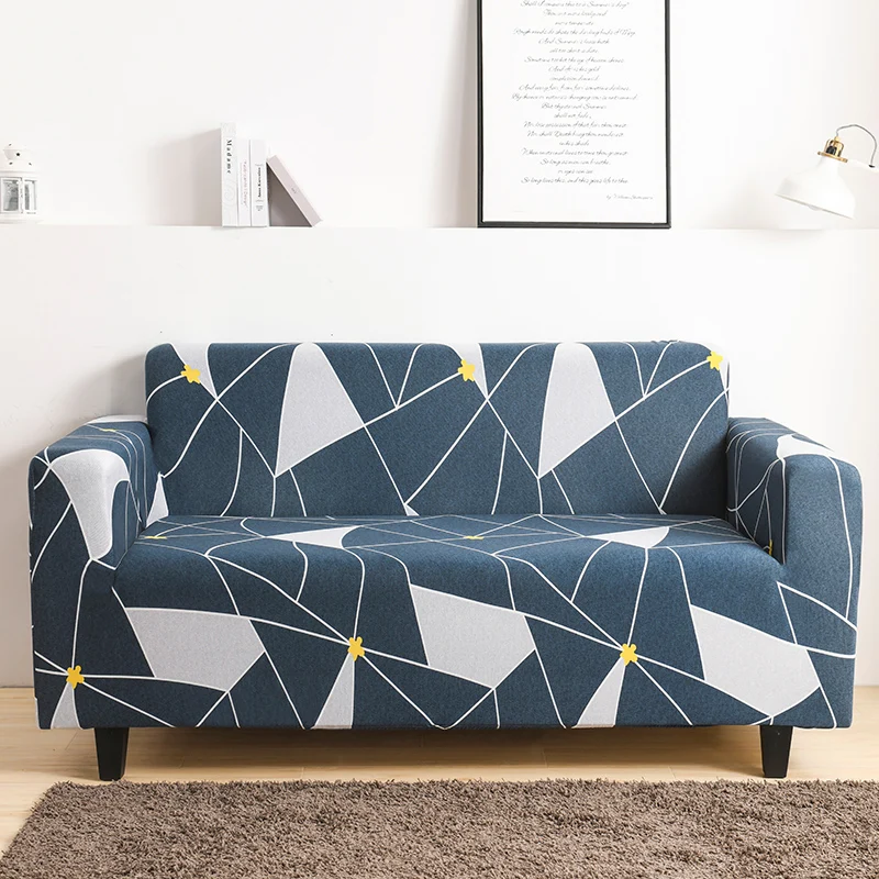 

Blue Lattice Printed Sofa Covers For 4 Season Couch Cover Living Room Modern L Shape Canape Slipcovers Funda Chaise Longue