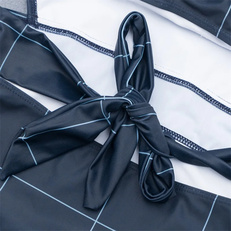 Цельный купальник в клетку с принтом 2020 Женский цельный из поликарбоната