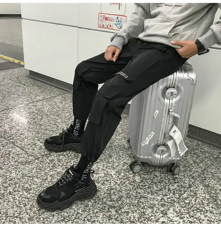 Men Streetwear Cargo Pants 2021 Overalls Mens Baggy Hip Hop Joggers Pants Pockets Harem Pants Purple Sweatpants Korean alibaba pants