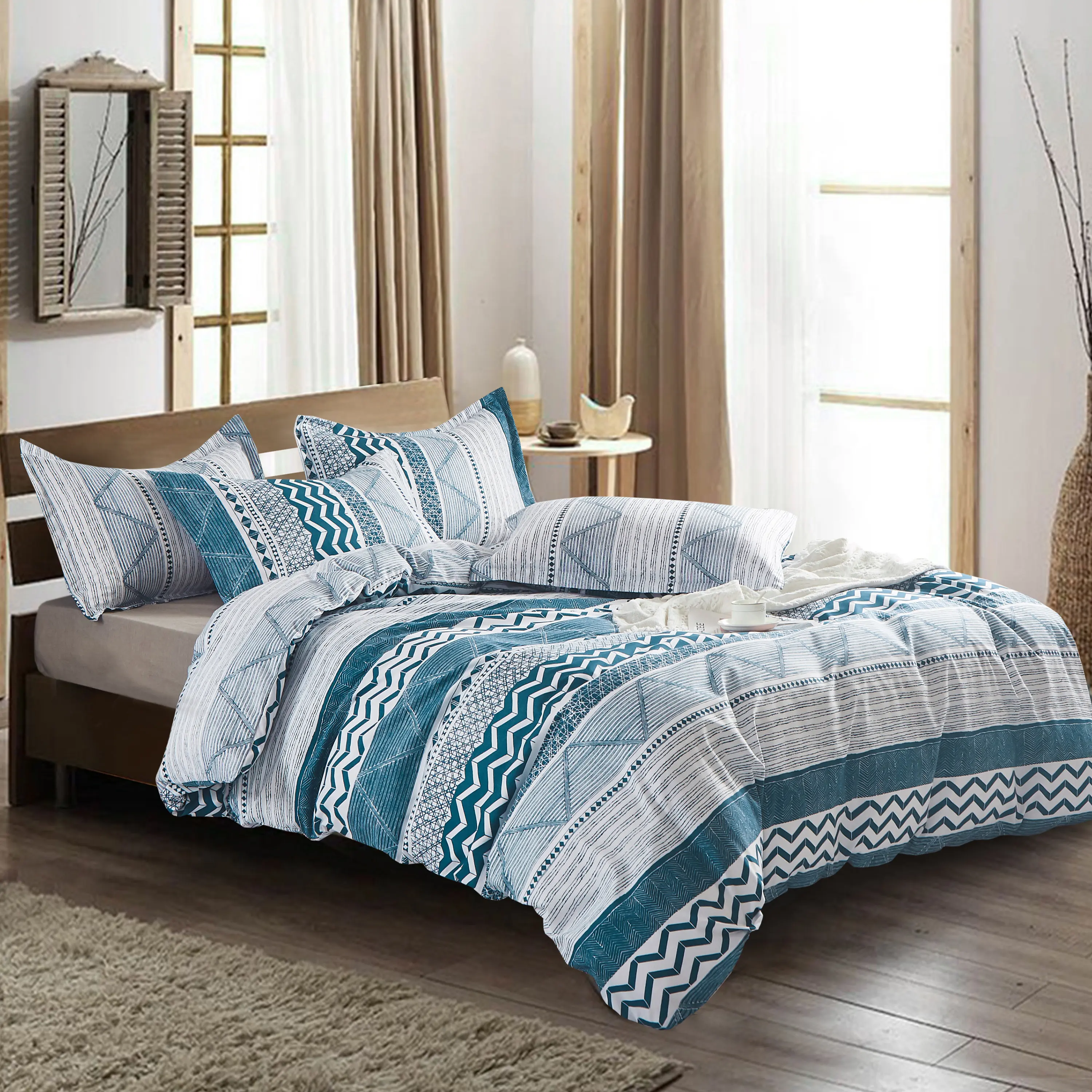 Nordic Stripes Bedding Set Geometry Duvet Cover With Pillowcase Quilt Covers Blue Single Twin Queen King Size Bed | Дом и сад