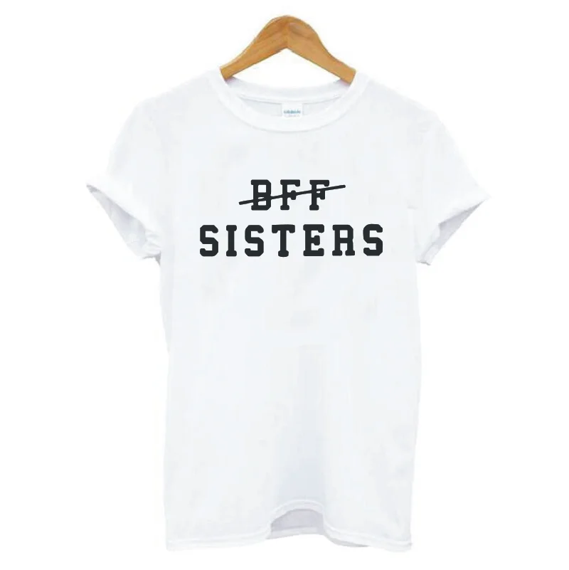 Женская футболка с принтом Bff Sister Повседневная хлопковая Футболка Харадзюку