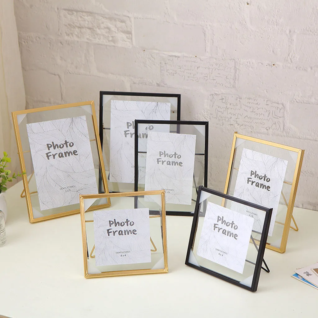 

Nordic Metal Painting Picture Poster Frame DIY Desktop Glass Photo Frame Wedding Home Office Table Family Decorative Frame Gift