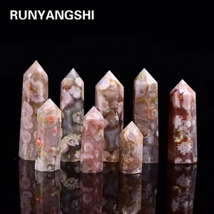 Натуральный кристалл Шестиугольная точка столбик Вишневый Агат ремонт Кристалл Исцеление волшебная палочка домашний интерьер украшение для Кабинета