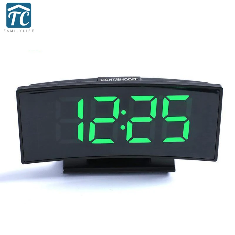 

Electronic Alarm Clock Snooze Night Watch Arc-shaped digital Clocks LED Desktop Temperature Display Large Number Display