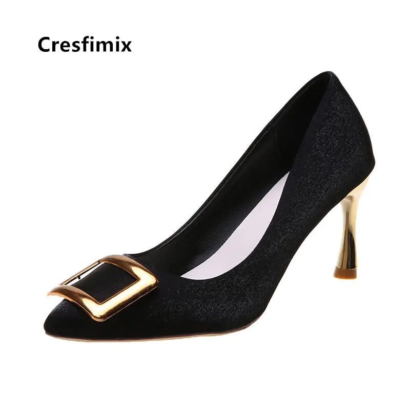 Cresfimix/женские модные золотистые вечерние туфли на высоких каблуках высокого