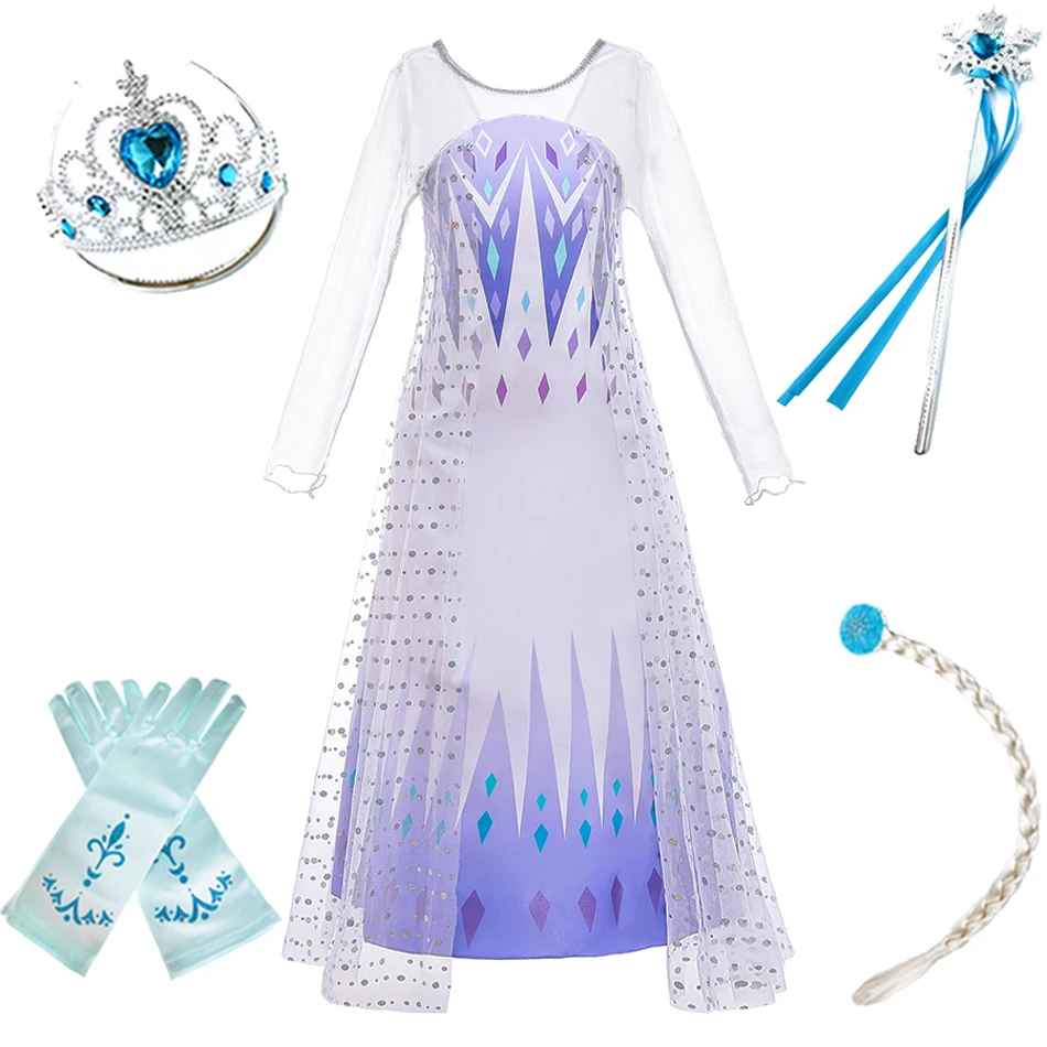 Детское платье принцессы Эльзы для девочек Маскарадный костюм Снежной Королевы 2