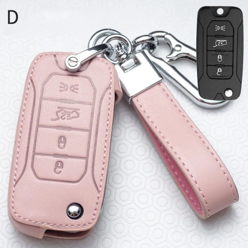 

Leather Car Key Case Cover for Jeep Grand Cherokee Compass Patriot Dodge Journey Chrysler 300CRenegade Car Key Shell Ring