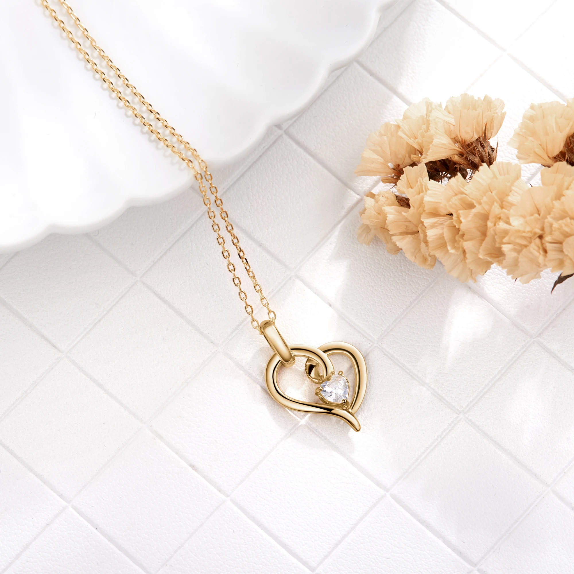 

2020New Fashion S925 Sterling Silver Necklace Simple Heart-Shaped Jewellery Ladies Silver Jewelry