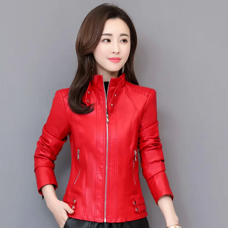 

Ladies Pu 2020 Fashion Autumn Winter Black Jacket Women Slim Moto Biker Faxu Leather Coat Female Plus Size 4XL