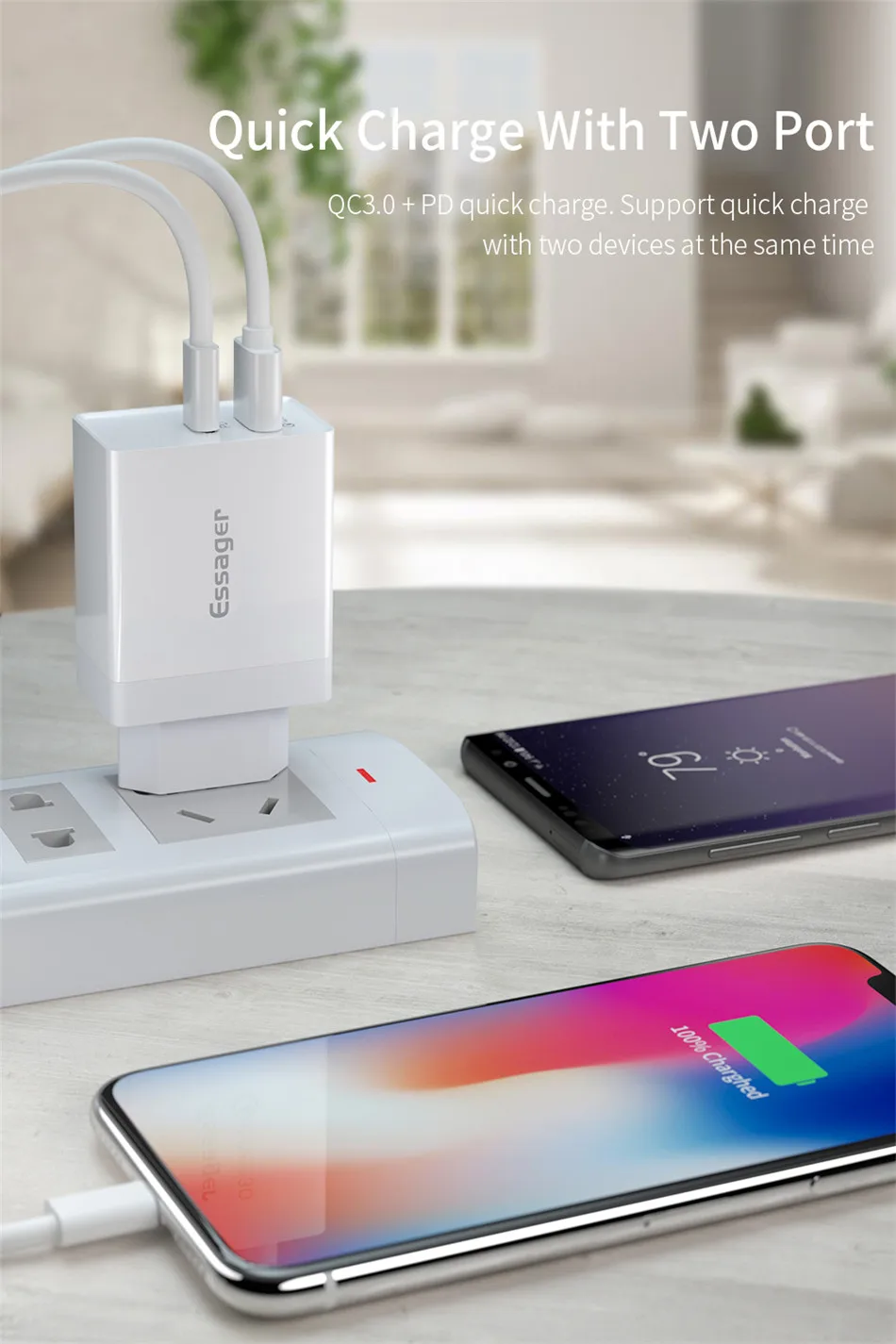 Essager 36 Вт Быстрая зарядка 3,0 USB зарядное устройство QC3.0 QC Тип C PD турбо Быстрая зарядка настенное зарядное устройство для мобильного телефона для iPhone 11 Pro Max