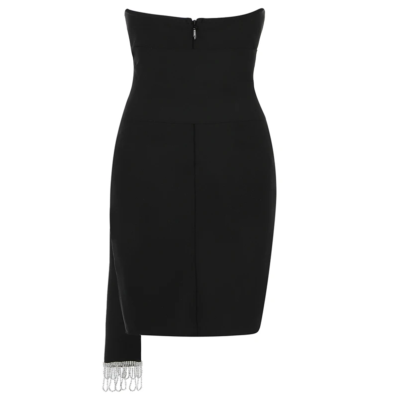 

Free Shipping Wholesale Women's Dress Black Strapless V-Neck Rhinestone Belt Sexy Celebrity Cocktail Party Bandage Dress