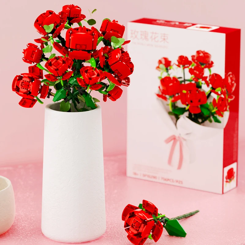 

IN STOCK Idea bonsai Tree Building Blocks Bouquet Rose Flowers Bricks Gift for Girls Home Assembling DIY Toy 10280 10281