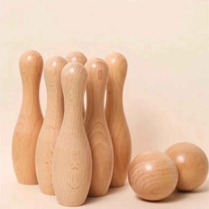 

Wood Baby Bowling Toys Kid Indoor Game Advanced Sports Training Equipment Baby Play Balls Famaly Interactive Toys Gifts