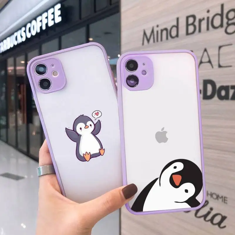 

cartoon animals penguin Phone Cases Matte Transparent for iPhone 7 8 11 12 s mini pro X XS XR MAX Plus cover funda