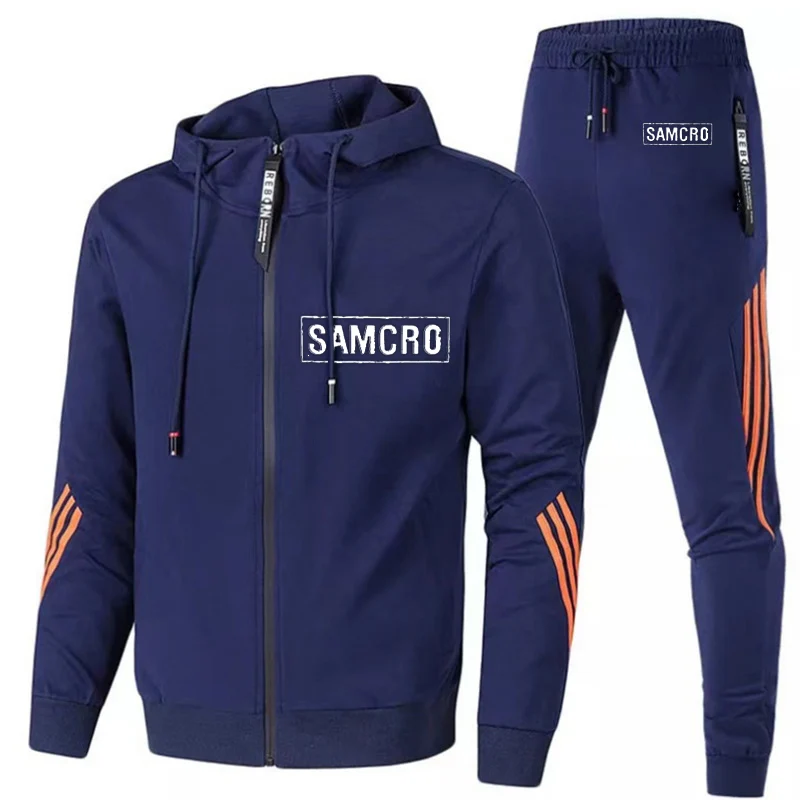 

Spring Autumn SOA Sons of anarchy SAMCRO Mens Hoodies Sweatpants Man's Comfortable Cotton Trousers Sport Suit Set clothes
