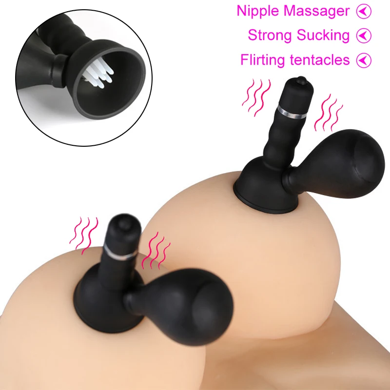 

2pcs Nipple Sucker Stimulator Vibrator Female Breast Enlargement Nipples Massager Brush Clit Vibrator Adult Sex Toys For Women